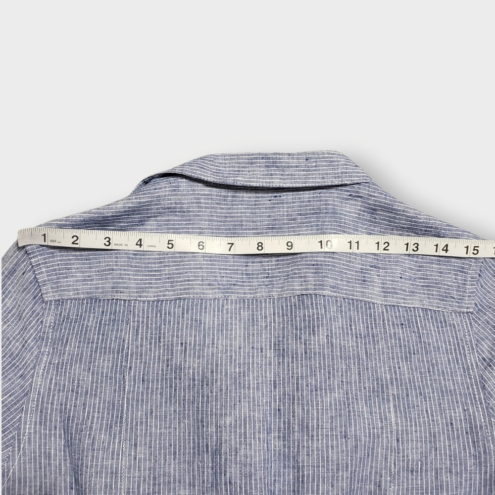 Malvin I Love Linen Blue White Striped Shirt Dress Womens Size M US 8 Pockets - Picture 12 of 13